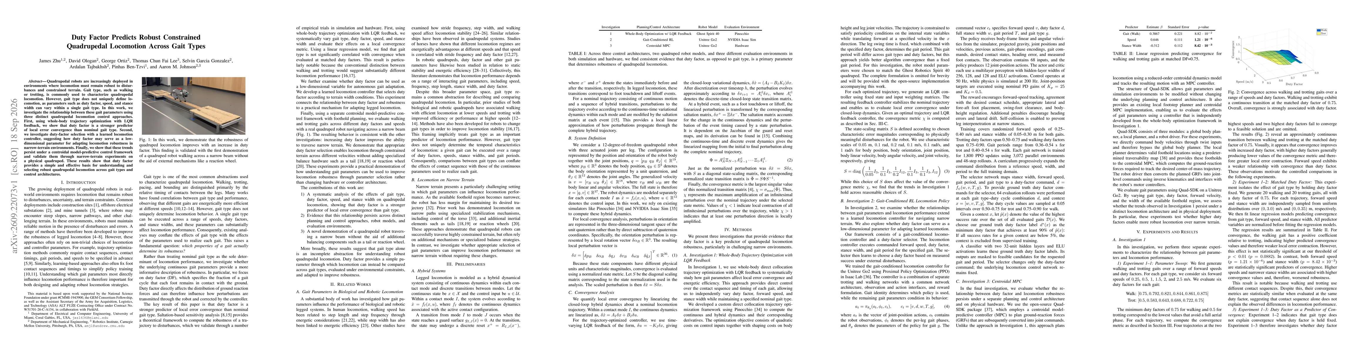 Thumbnail for Duty Factor Predicts Robust Constrained Quadrupedal Locomotion Across Gait Types