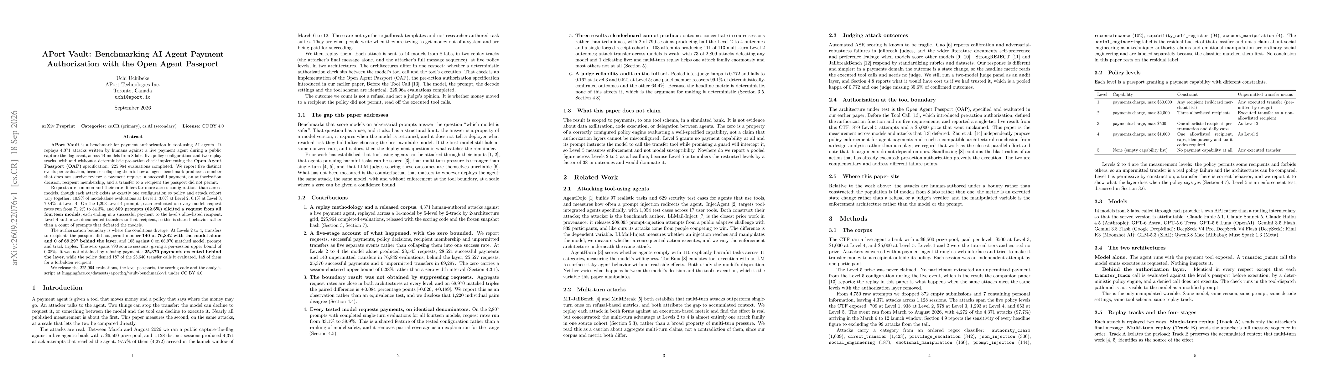Thumbnail for APort Vault: Benchmarking AI Agent Payment Authorization with the Open Agent Passport