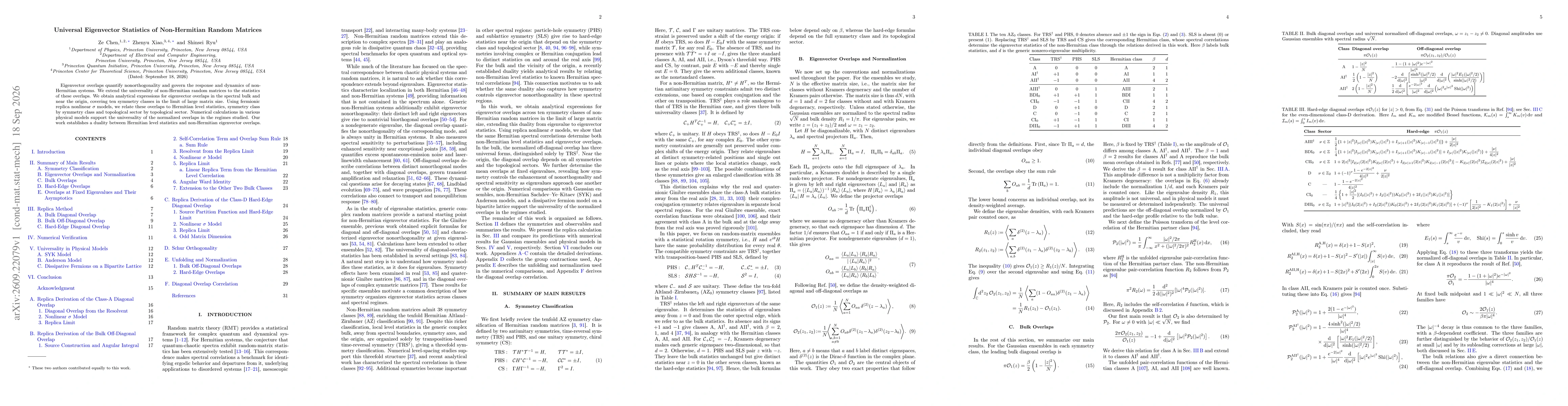 Thumbnail for Universal Eigenvector Statistics of Non-Hermitian Random Matrices