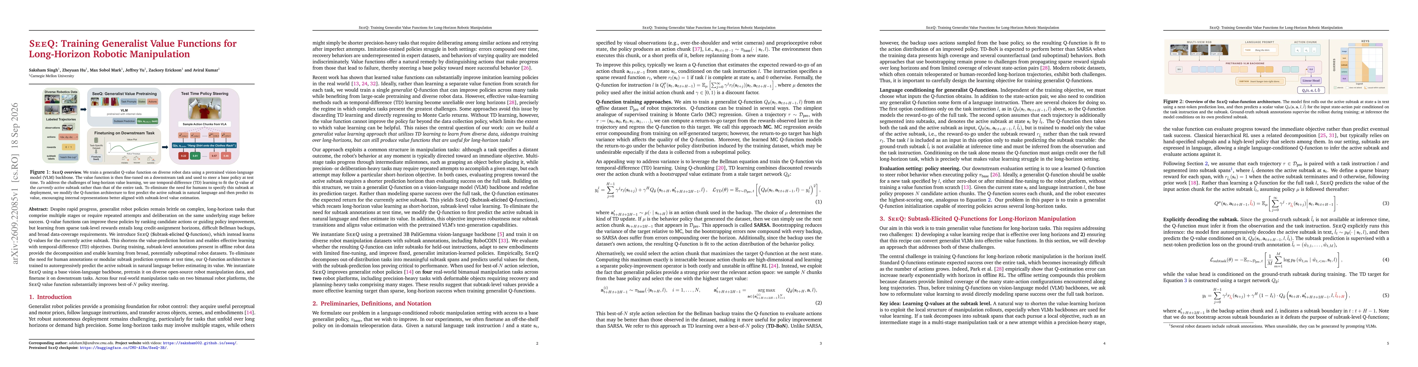 Thumbnail for SeeQ: Training Generalist Value Functions for Long-Horizon Robotic Manipulation