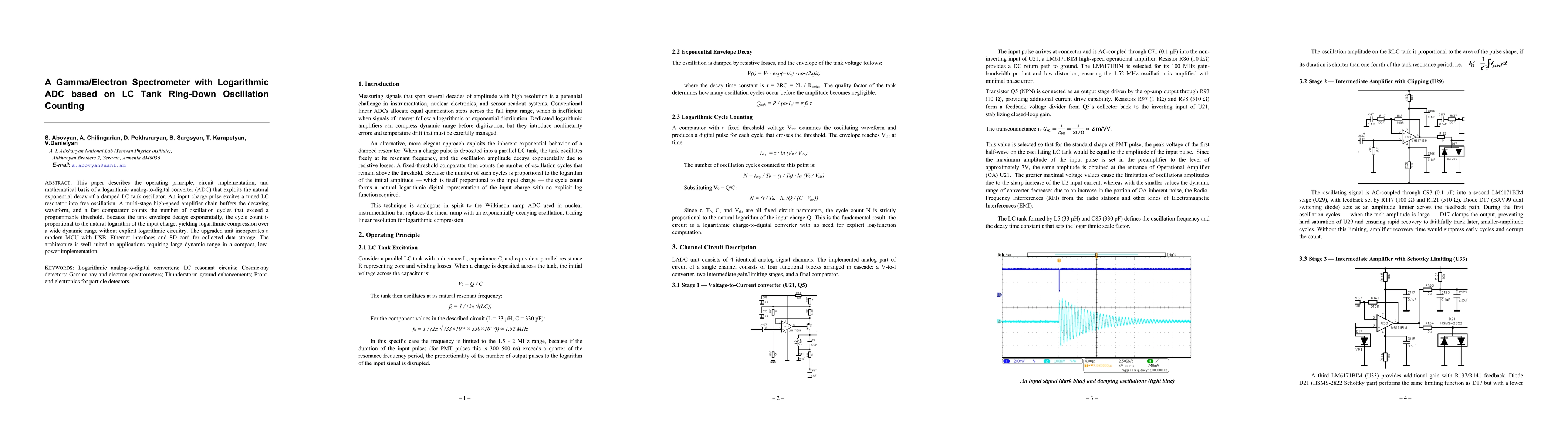 Thumbnail for A Gamma/Electron Spectrometer with Logarithmic ADC based on LC Tank Ring-Down Oscillation Counting