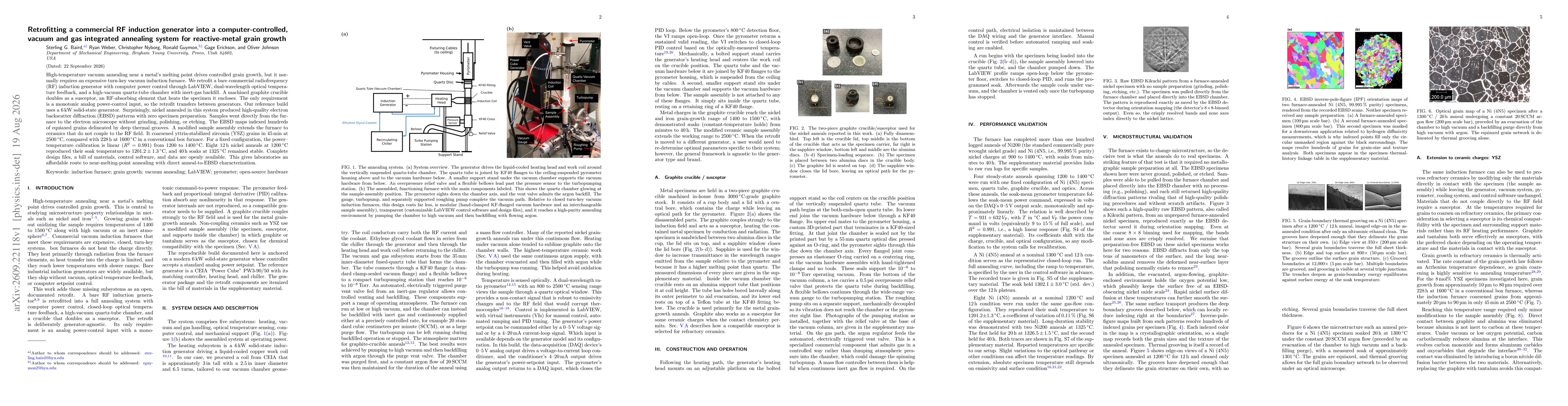 Thumbnail for Retrofitting a commercial RF induction generator into a computer-controlled, vacuum and gas integrated annealing system for reactive-metal grain growth