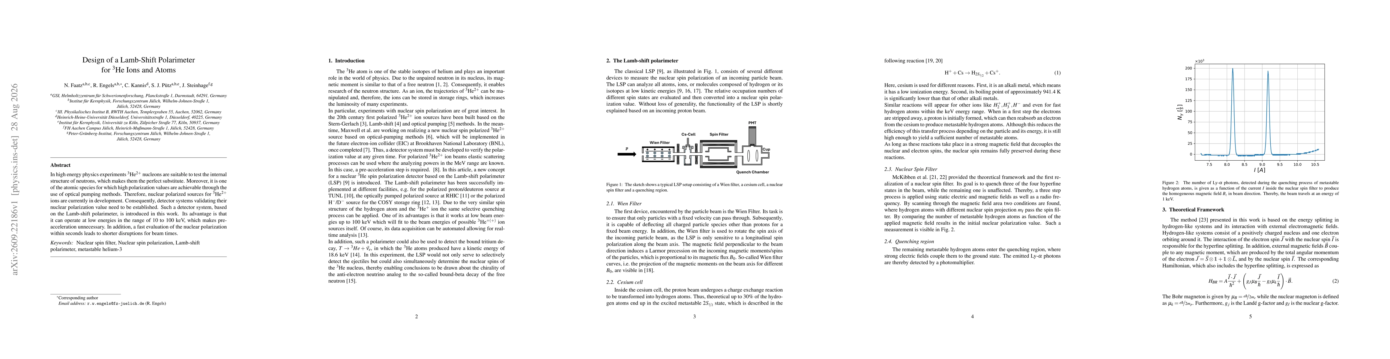Thumbnail for Design of a Lamb-Shift Polarimeter for $^3$He Ions and Atoms