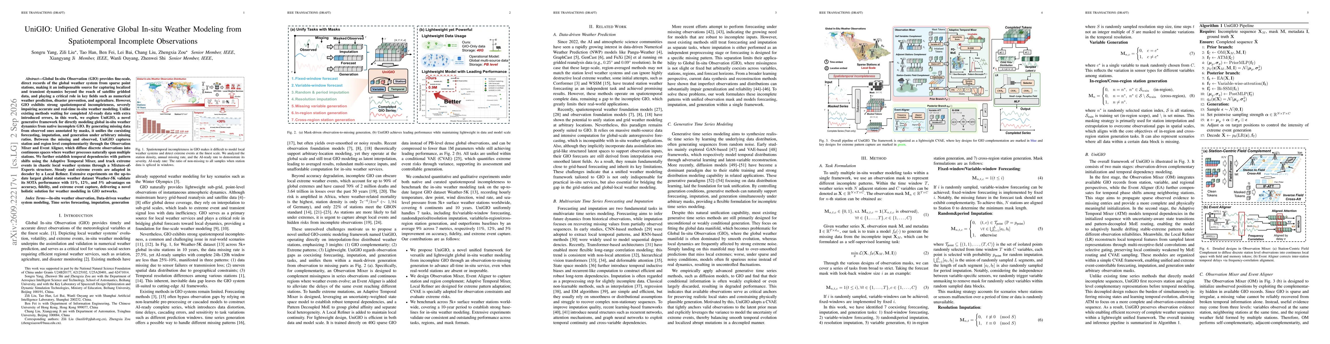 Thumbnail for UniGIO: Unified Generative Global In-situ Weather Modeling from Spatiotemporal Incomplete Observations