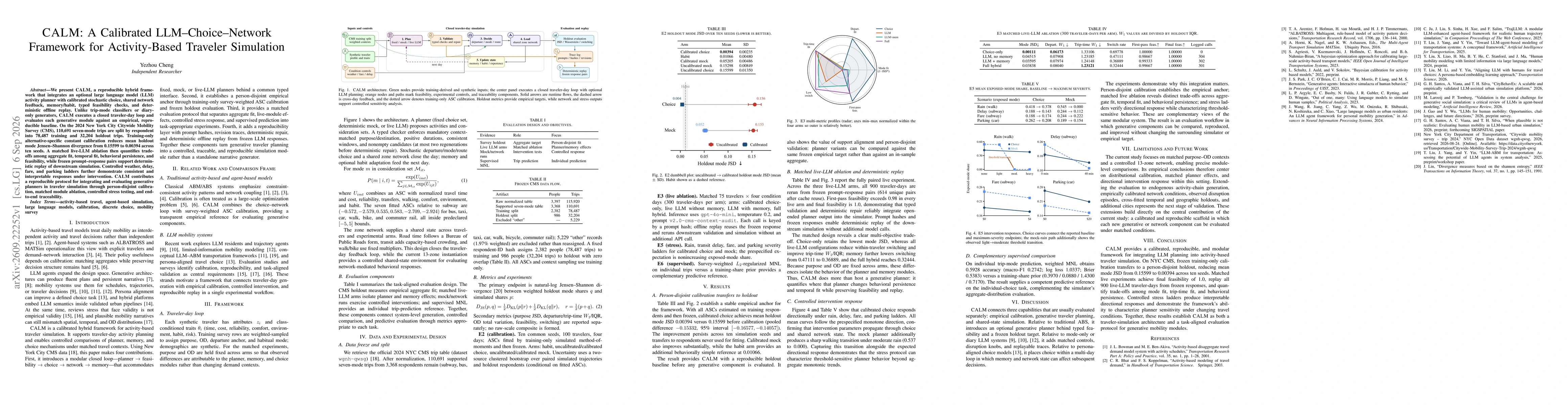 Thumbnail for CALM: A Calibrated LLM Choice Network Framework for Activity-Based Traveler Simulation