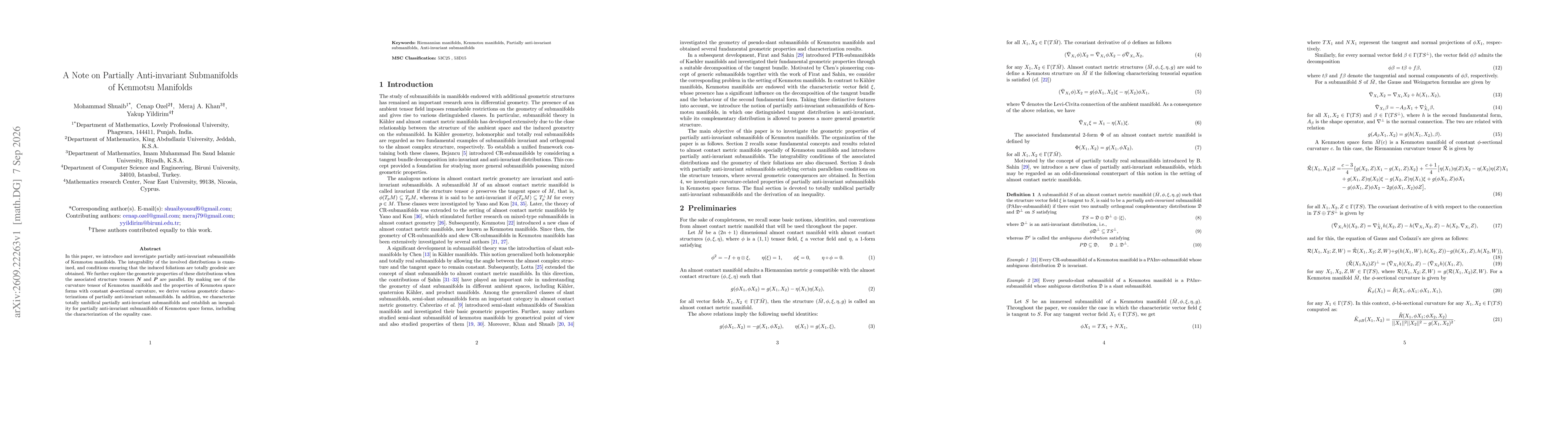 Thumbnail for A Note on Partially Anti-invariant Submanifolds of Kenmotsu Manifolds