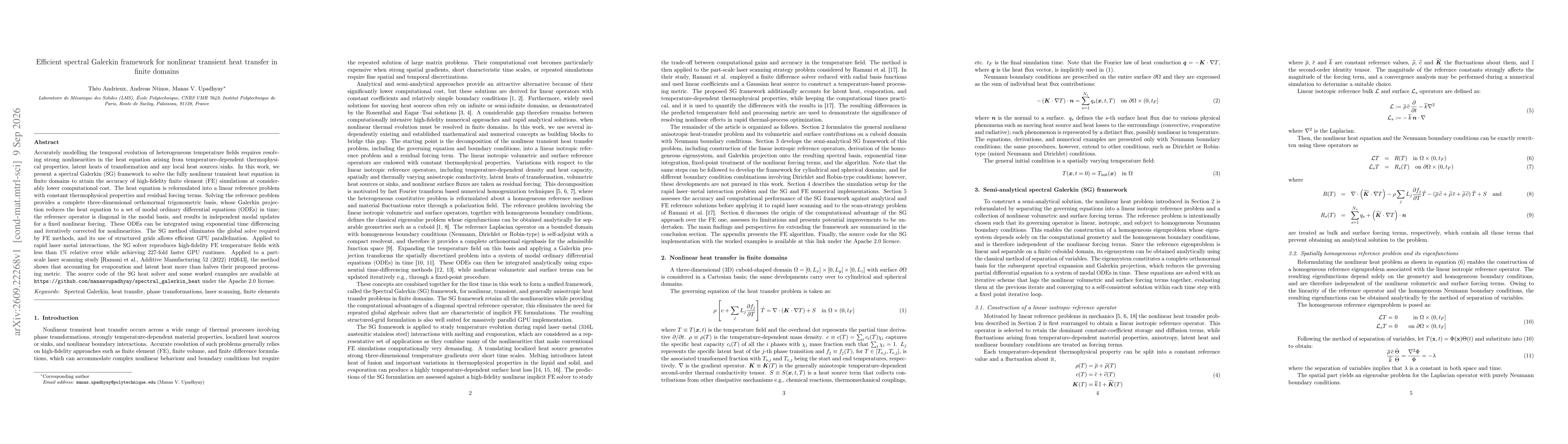 Thumbnail for Efficient spectral Galerkin framework for nonlinear transient heat transfer in finite domains