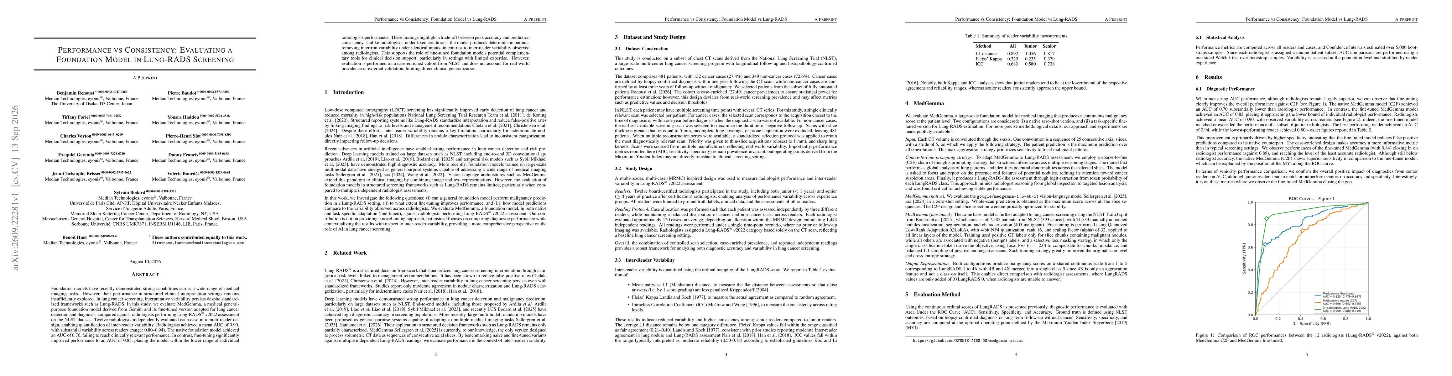 Thumbnail for Performance vs Consistency: Evaluating a Foundation Model in Lung-RADS Screening