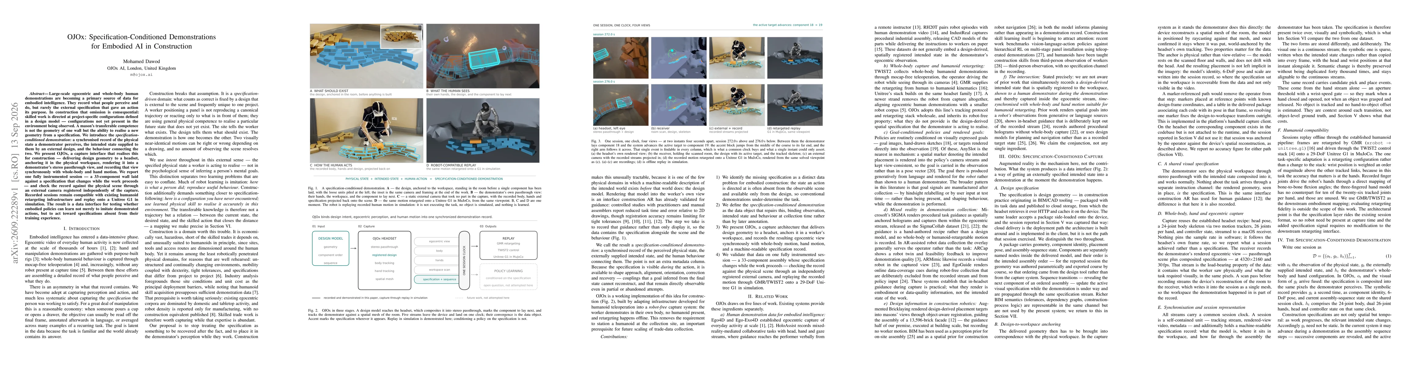Thumbnail for OJOx: Specification-Conditioned Demonstrations for Embodied AI in Construction
