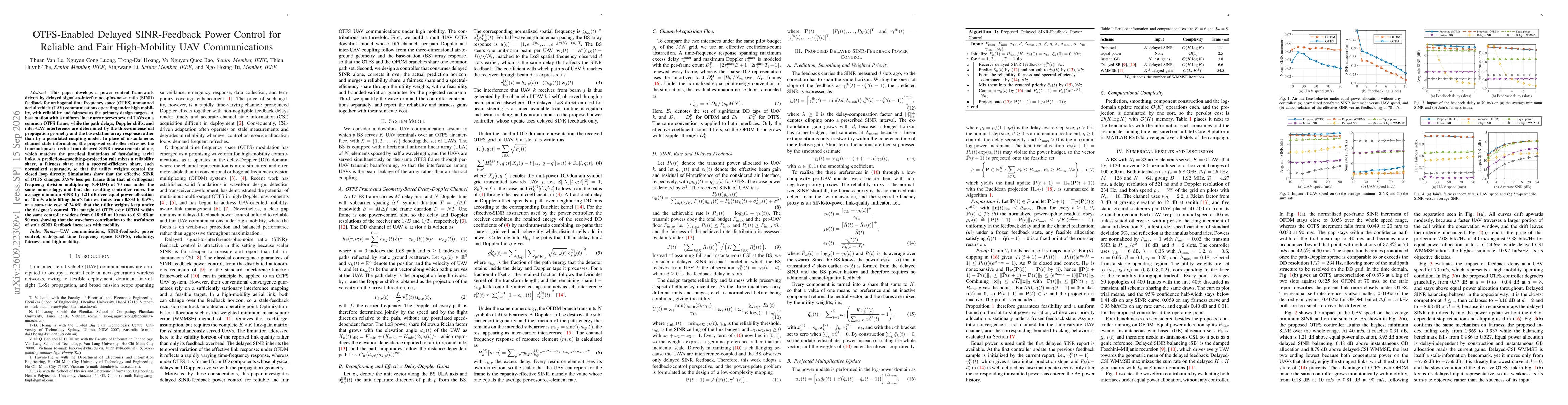 Thumbnail for OTFS-Enabled Delayed SINR-Feedback Power Control for Reliable and Fair High-Mobility UAV Communications