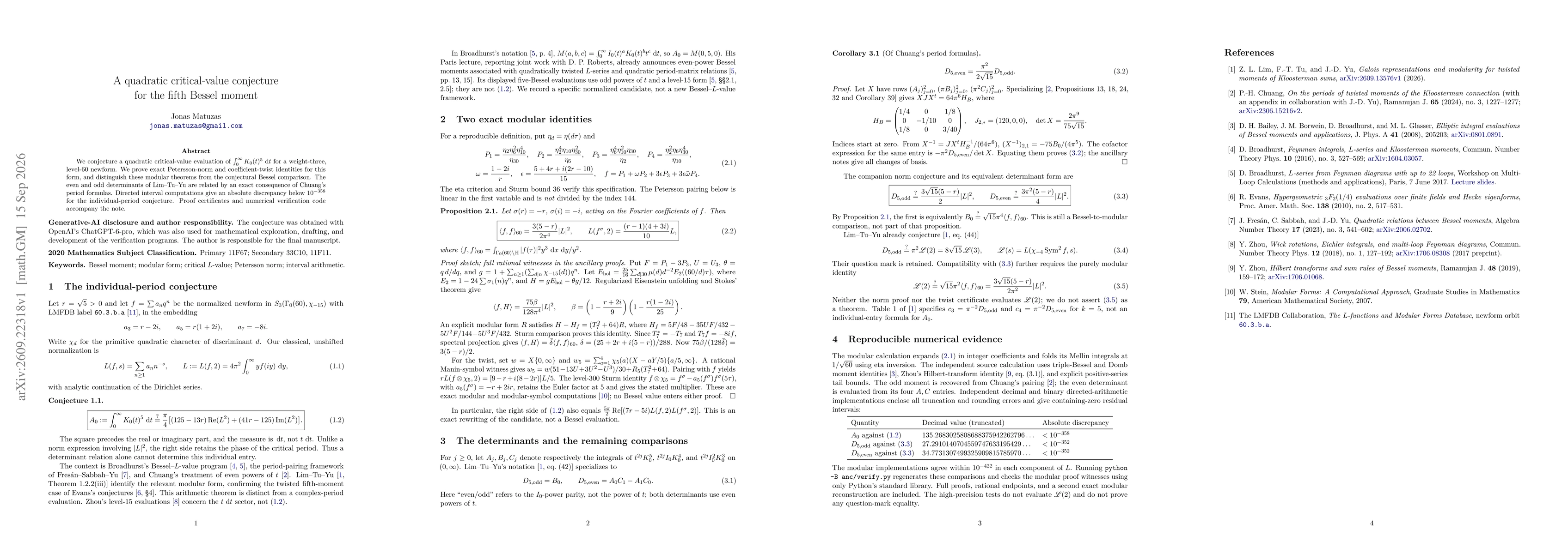 Thumbnail for A quadratic critical-value conjecture for the fifth Bessel moment