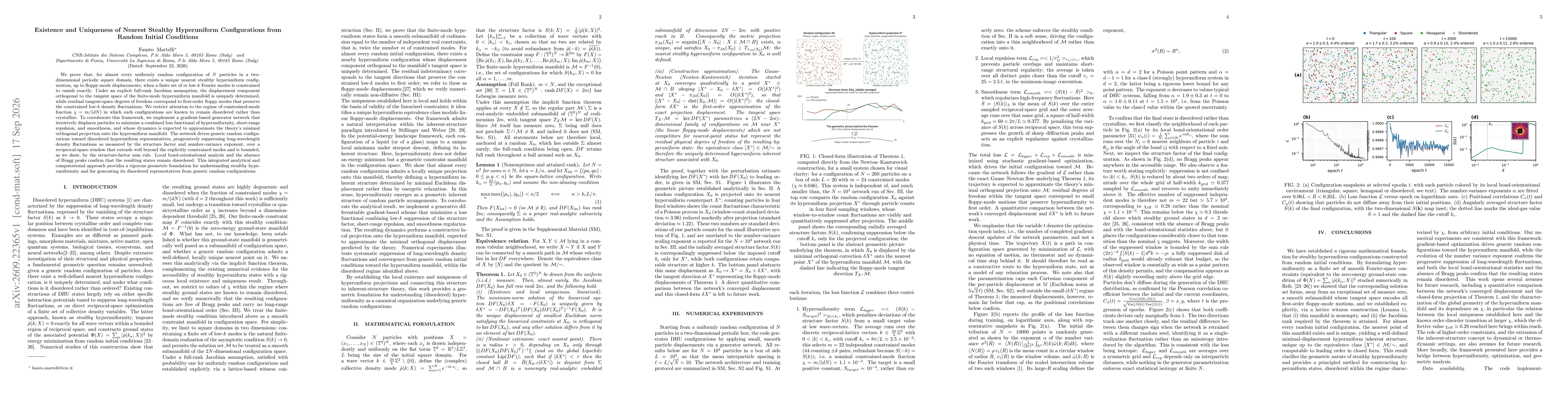 Thumbnail for Existence and Uniqueness of Nearest Stealthy Hyperuniform Configurations from Random Initial Conditions