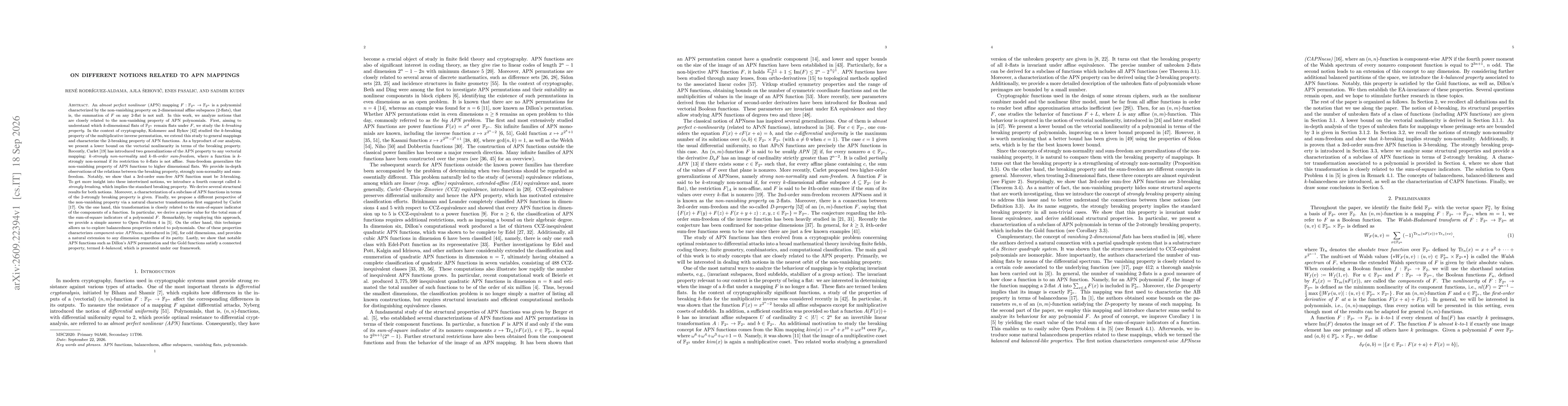 Thumbnail for On different notions related to APN mappings