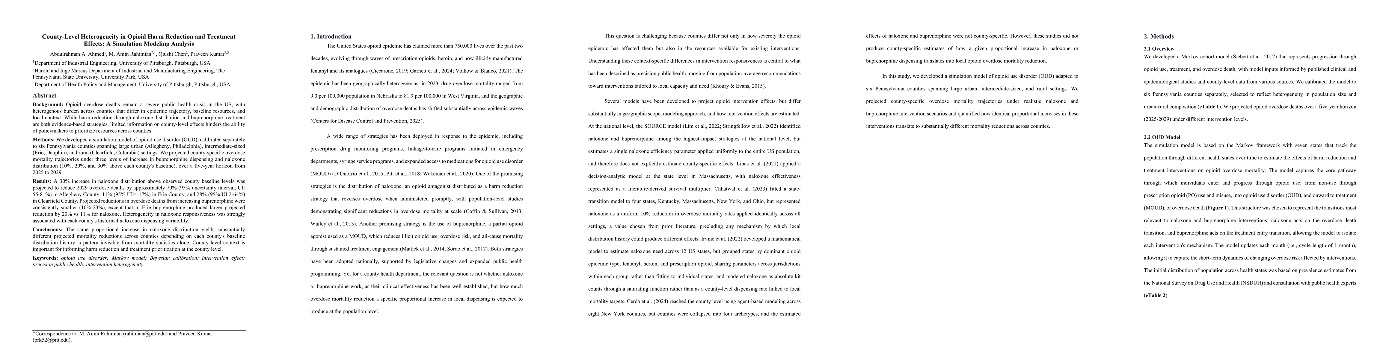 Thumbnail for County-Level Heterogeneity in Opioid Harm Reduction and Treatment Effects: A Simulation Modeling Analysis