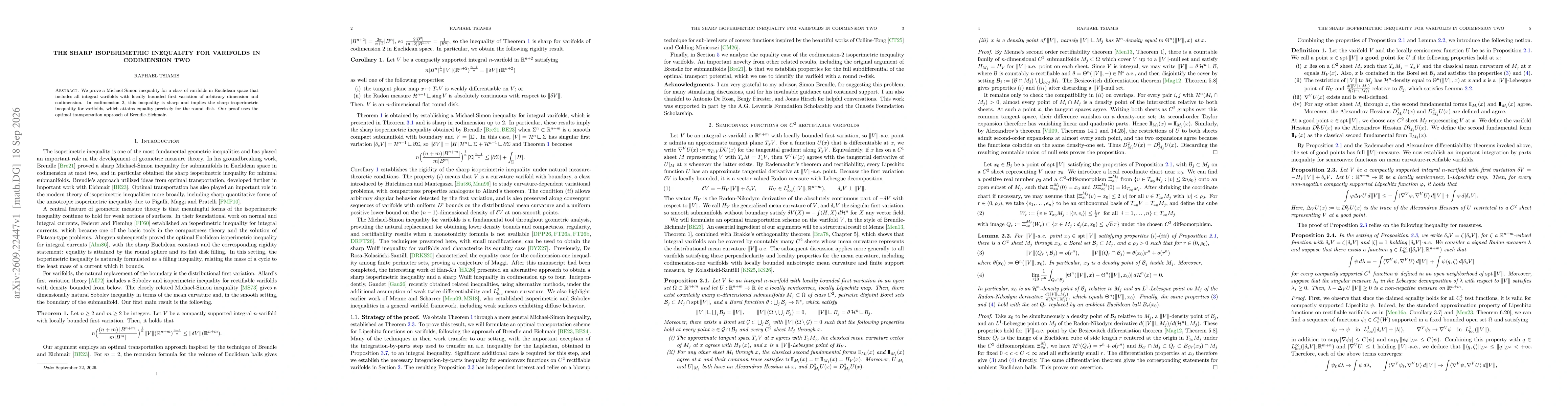 Thumbnail for The sharp isoperimetric inequality for varifolds in codimension two