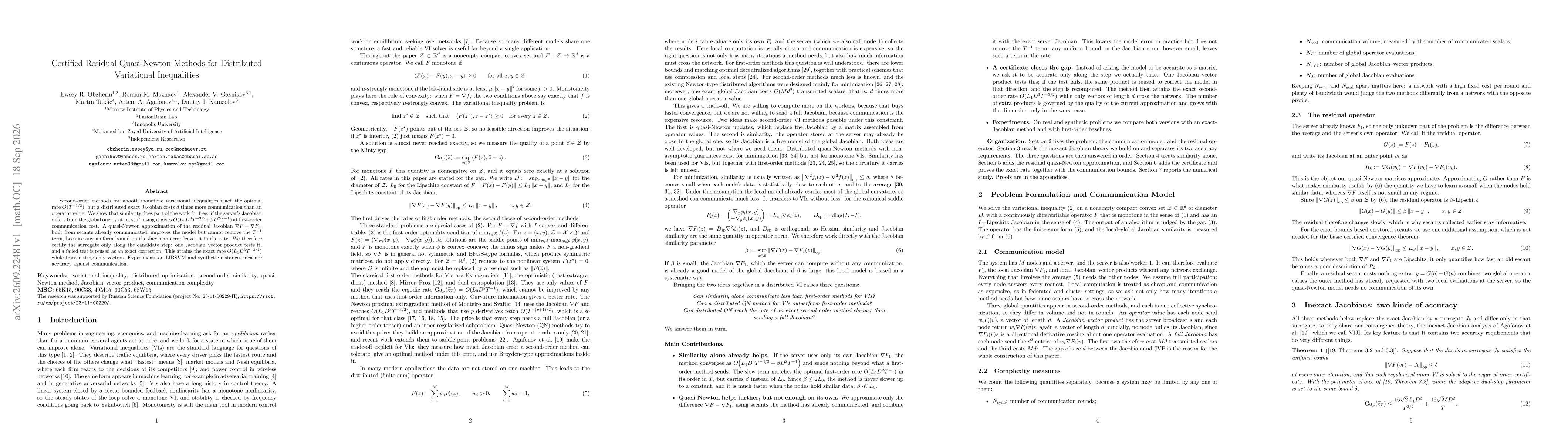 Thumbnail for Certified Residual Quasi-Newton Methods for Distributed Variational Inequalities
