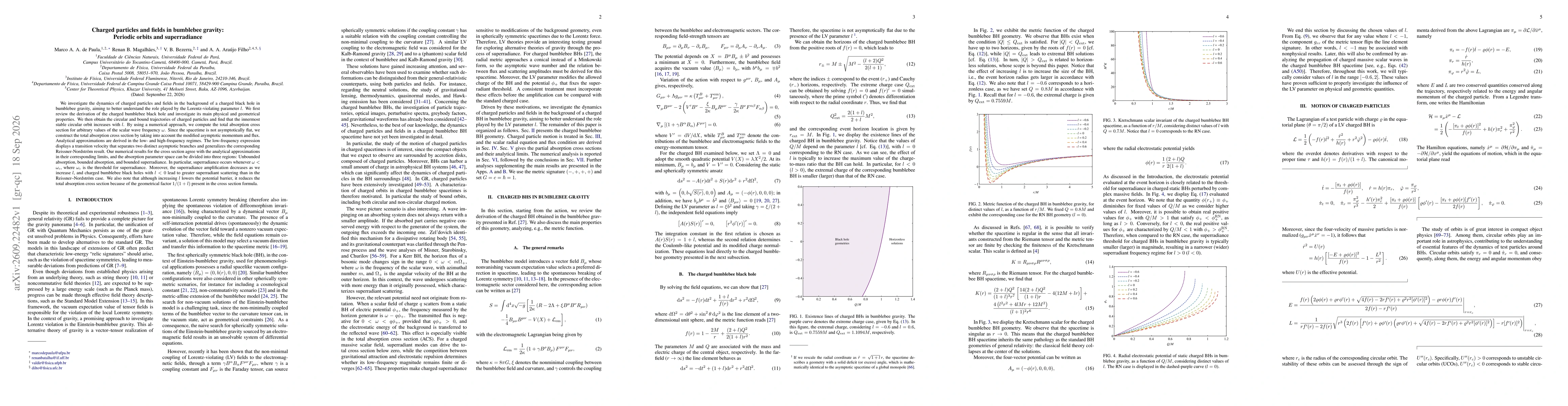 Thumbnail for Charged particles and fields in bumblebee gravity: Periodic orbits and superradiance