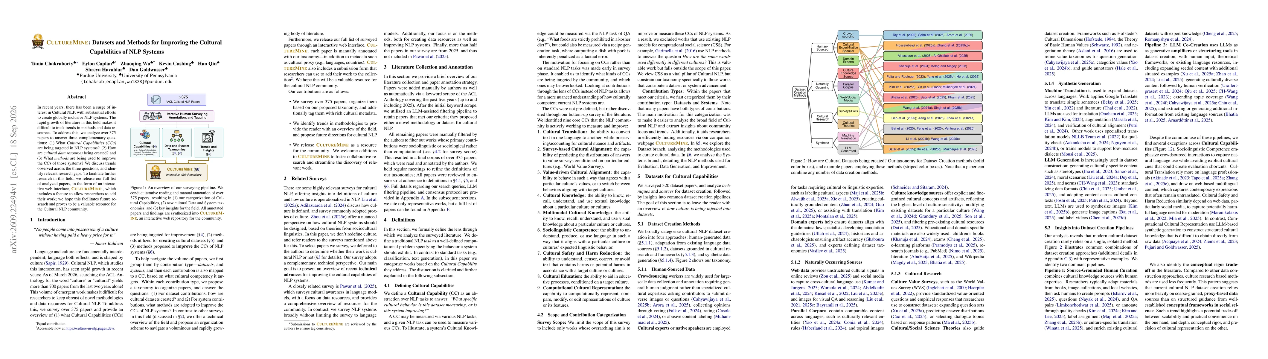 Thumbnail for CultureMINE: Datasets and Methods for Improving the Cultural Capabilities of NLP Systems