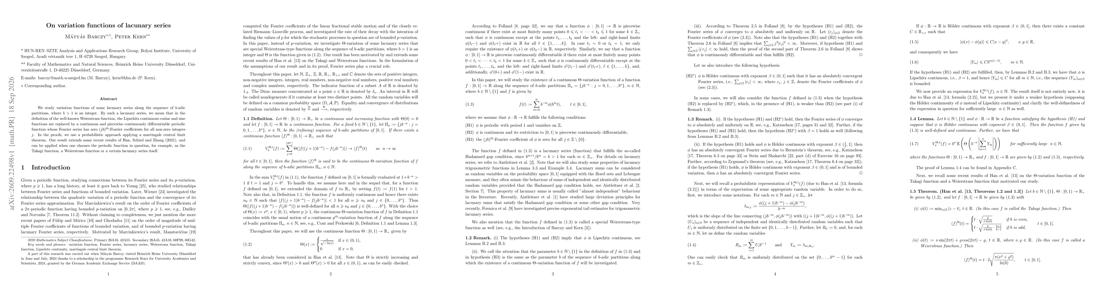 Thumbnail for On variation functions of lacunary series