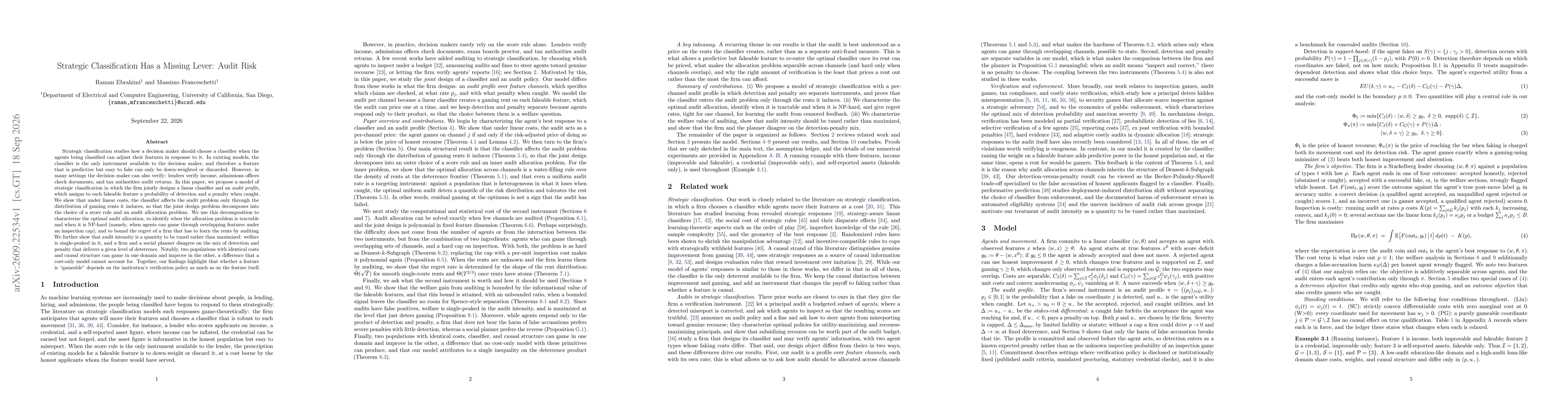 Thumbnail for Strategic Classification Has a Missing Lever: Audit Risk