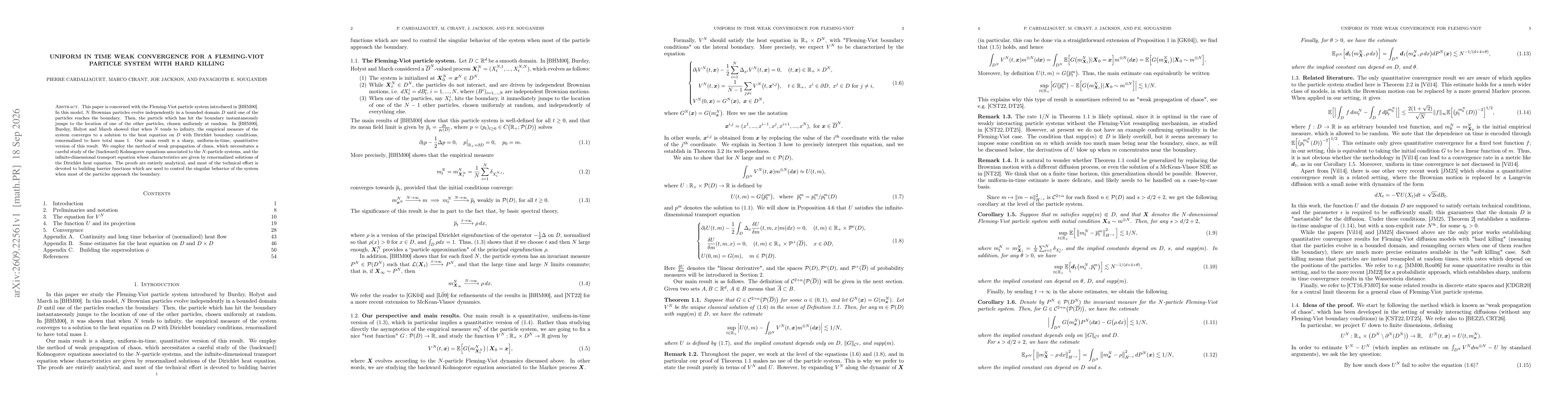 Thumbnail for Uniform in time weak convergence for a Fleming-Viot particle system with hard killing
