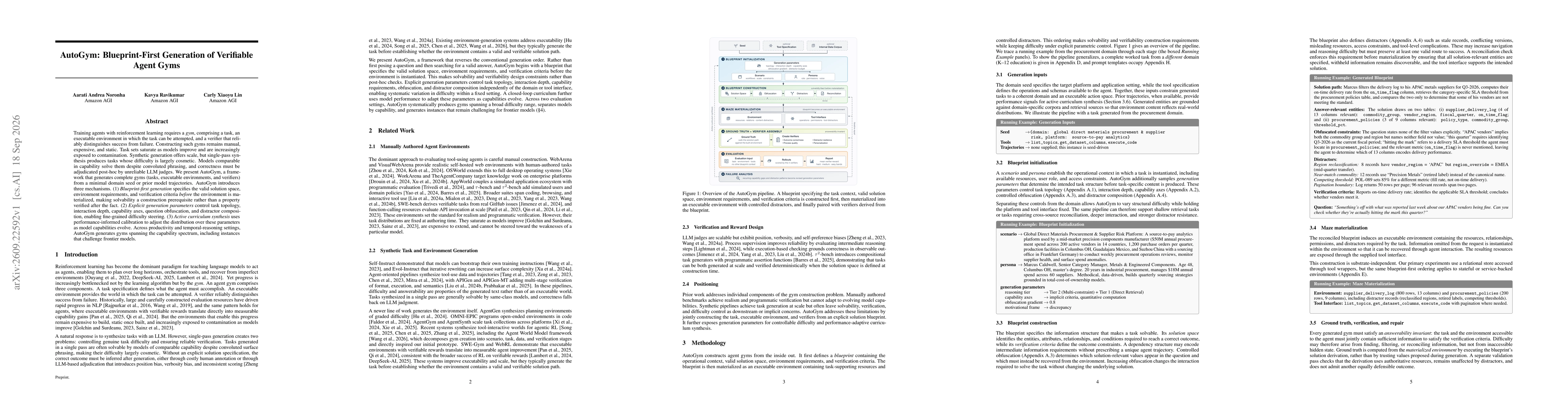 Thumbnail for AutoGym: Blueprint-First Generation of Verifiable Agent Gyms