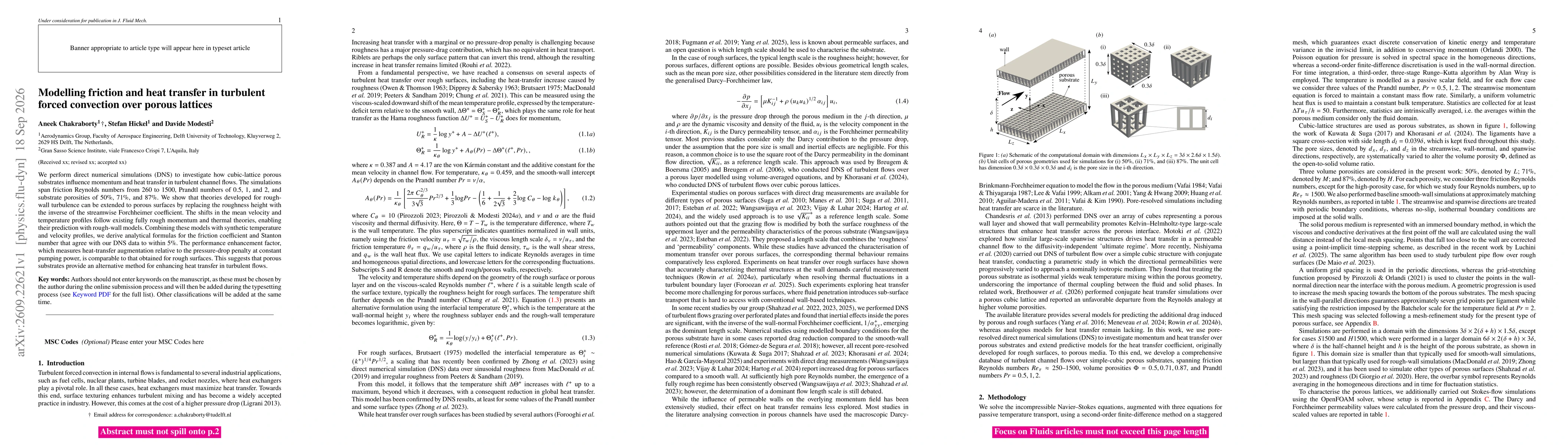 Thumbnail for Modelling friction and heat transfer in turbulent forced convection over porous lattices