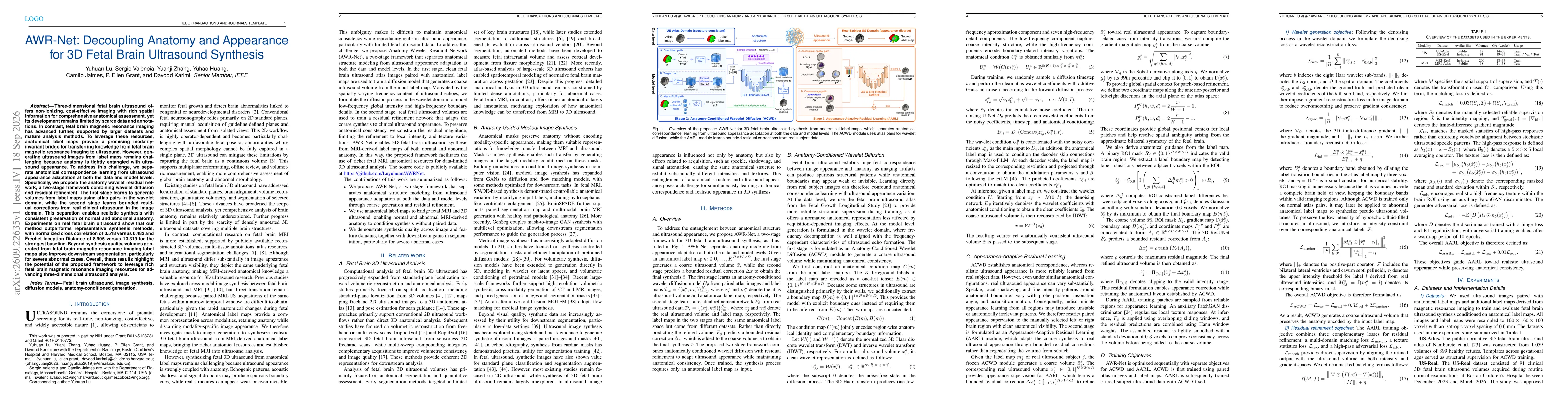 Thumbnail for AWR-Net: Decoupling Anatomy and Appearance for 3D Fetal Brain Ultrasound Synthesis