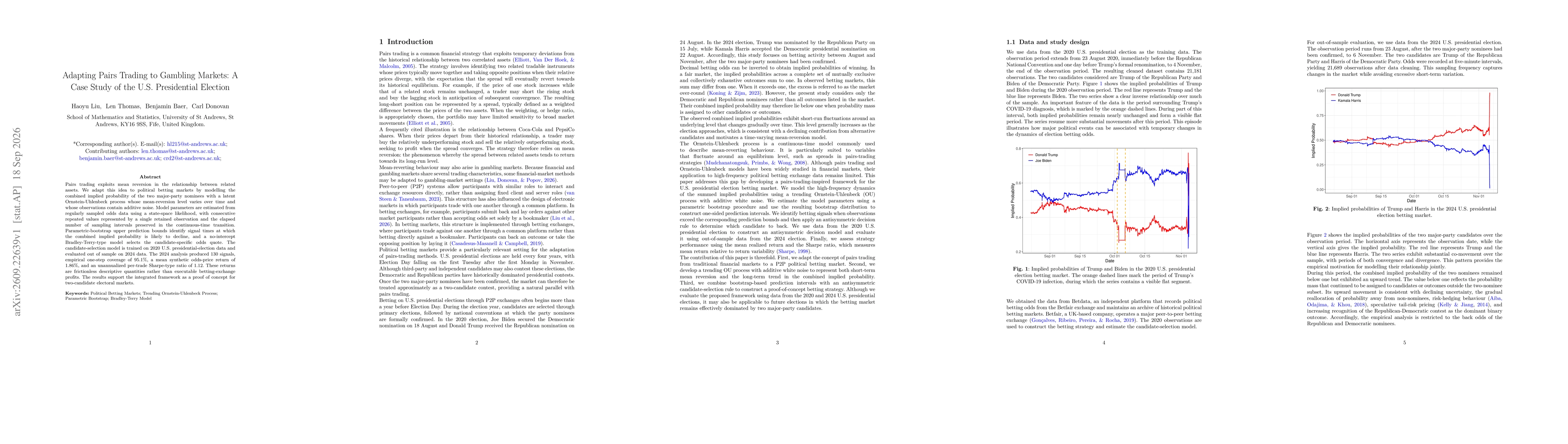 Thumbnail for Adapting Pairs Trading to Gambling Markets A Case Study of the U.S. Presidential Election