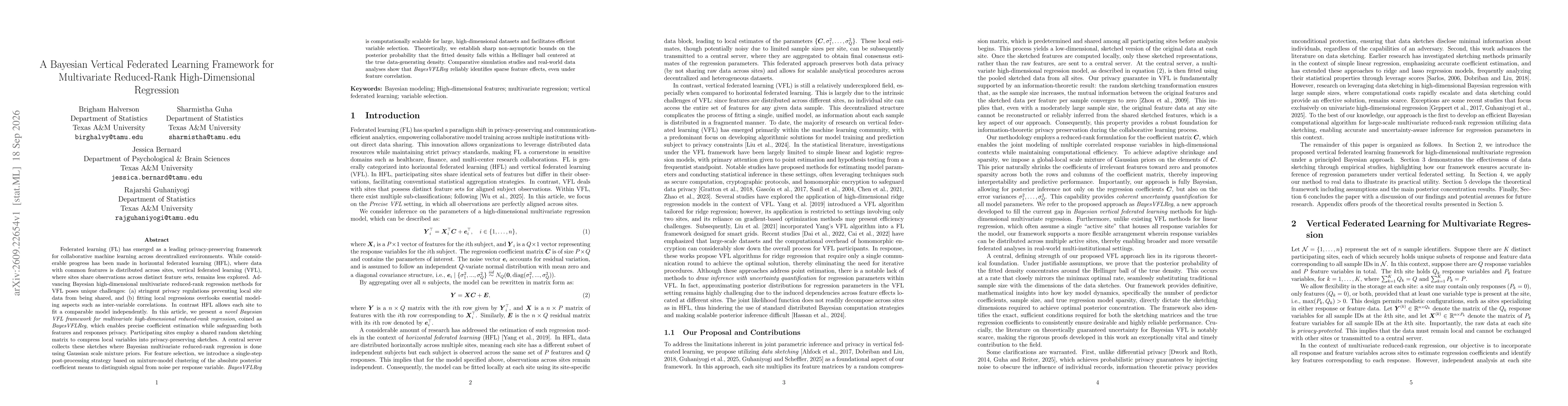Thumbnail for A Bayesian Vertical Federated Learning Framework for Multivariate Reduced-Rank High-Dimensional Regression