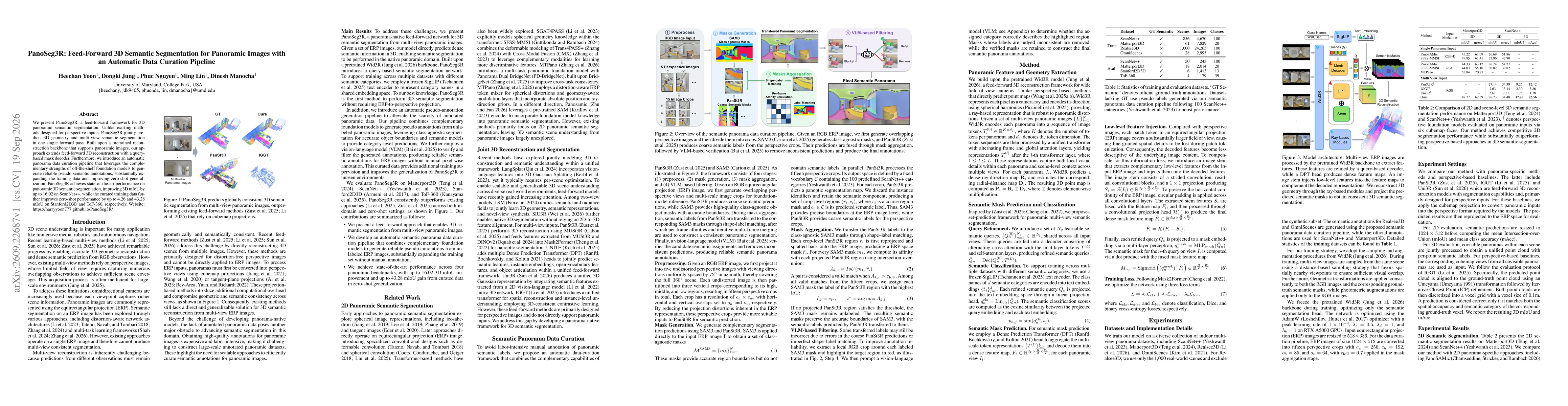 Thumbnail for PanoSeg3R: Feed-Forward 3D Semantic Segmentation for Panoramic Images with an Automatic Data Curation Pipeline