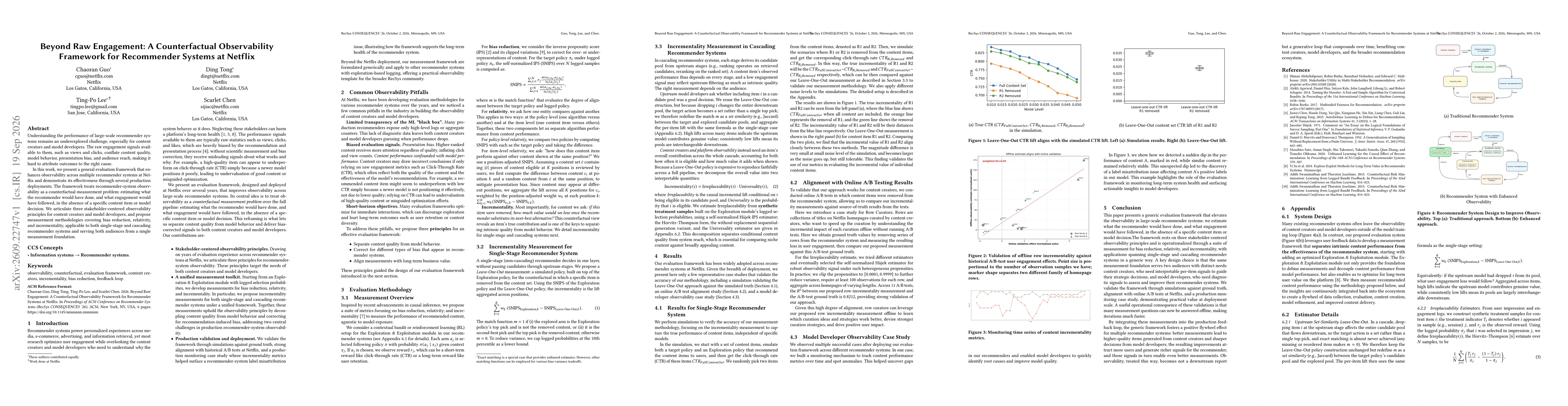 Thumbnail for Beyond Raw Engagement: A Counterfactual Observability Framework for Recommender Systems at Netflix