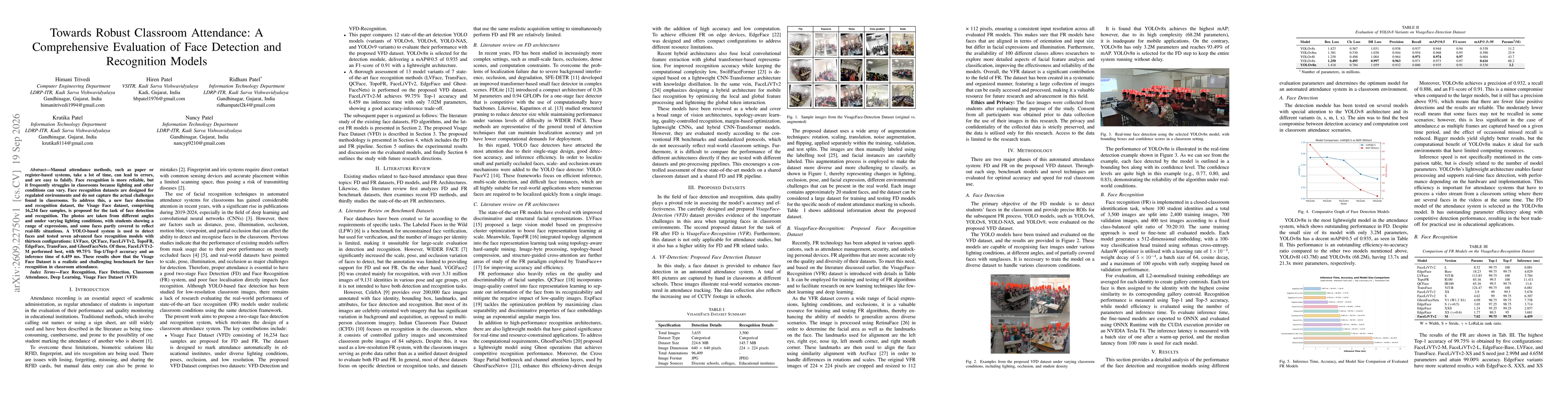 Thumbnail for Towards Robust Classroom Attendance: A Comprehensive Evaluation of Face Detection and Recognition Models