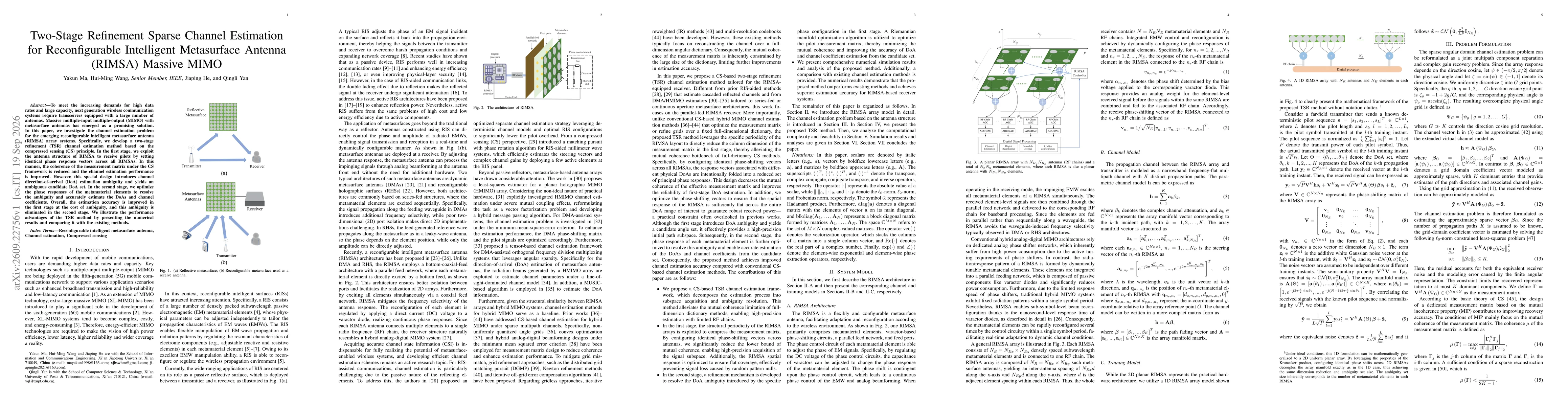 Thumbnail for Two-Stage Refinement Sparse Channel Estimation for Reconfigurable Intelligent Metasurface Antenna (RIMSA) Massive MIMO