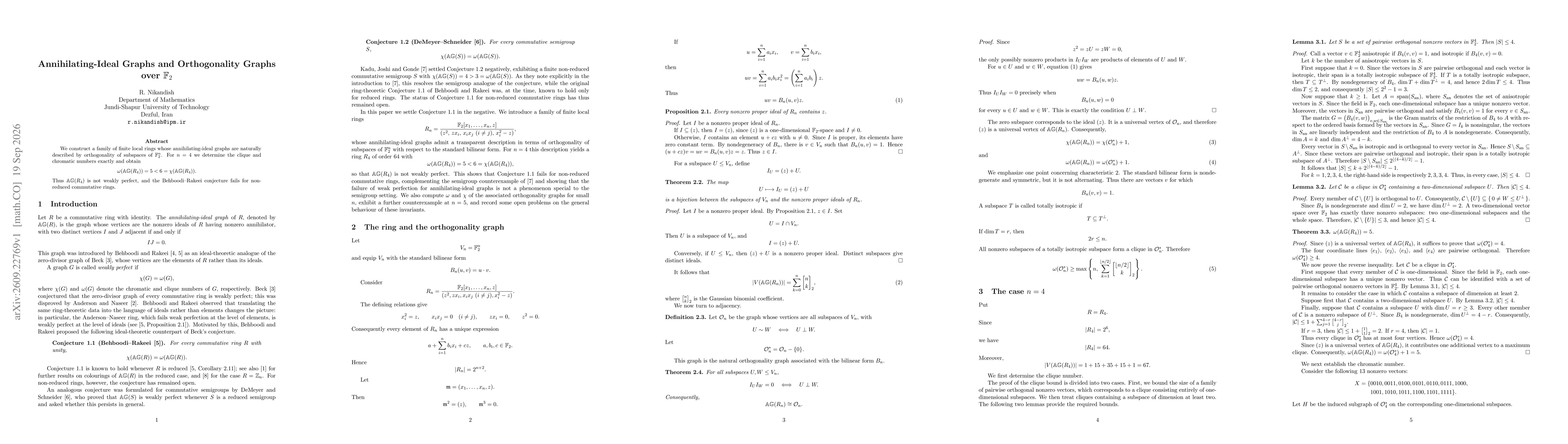Thumbnail for Annihilating-Ideal Graphs and Orthogonality Graphs over $\mathbb{F}_2$