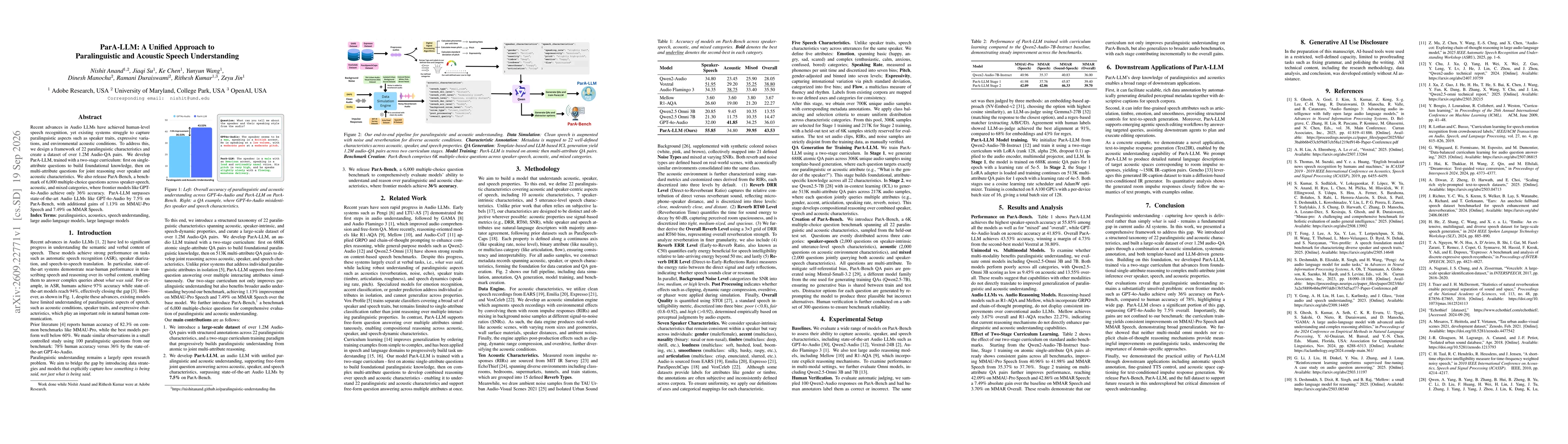 Thumbnail for ParA-LLM: A Unified Approach to Paralinguistic and Acoustic Speech Understanding