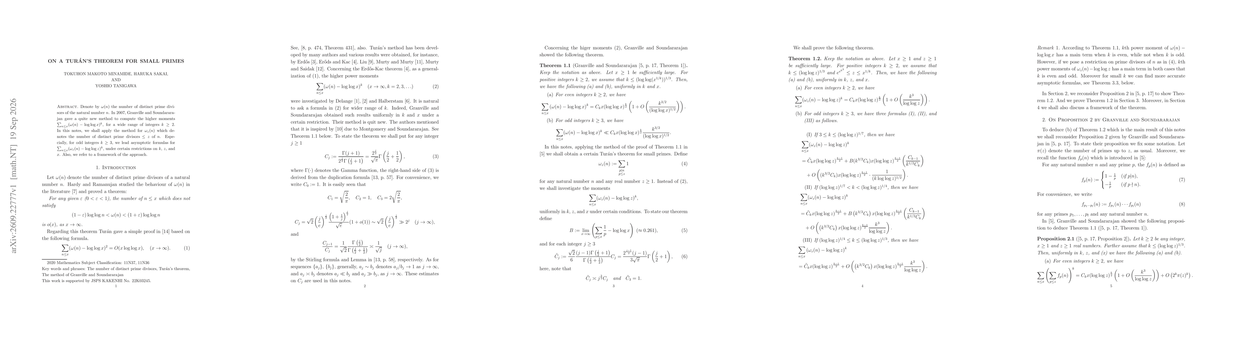 Thumbnail for On a Turán's theorem for small primes