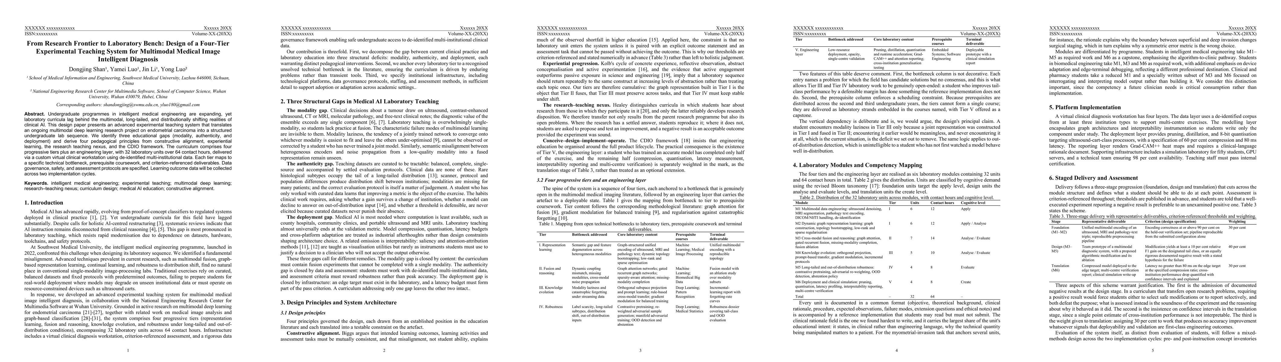 Thumbnail for From Research Frontier to Laboratory Bench: Design of a Four-Tier Experimental Teaching System for Multimodal Medical Image Intelligent Diagnosis