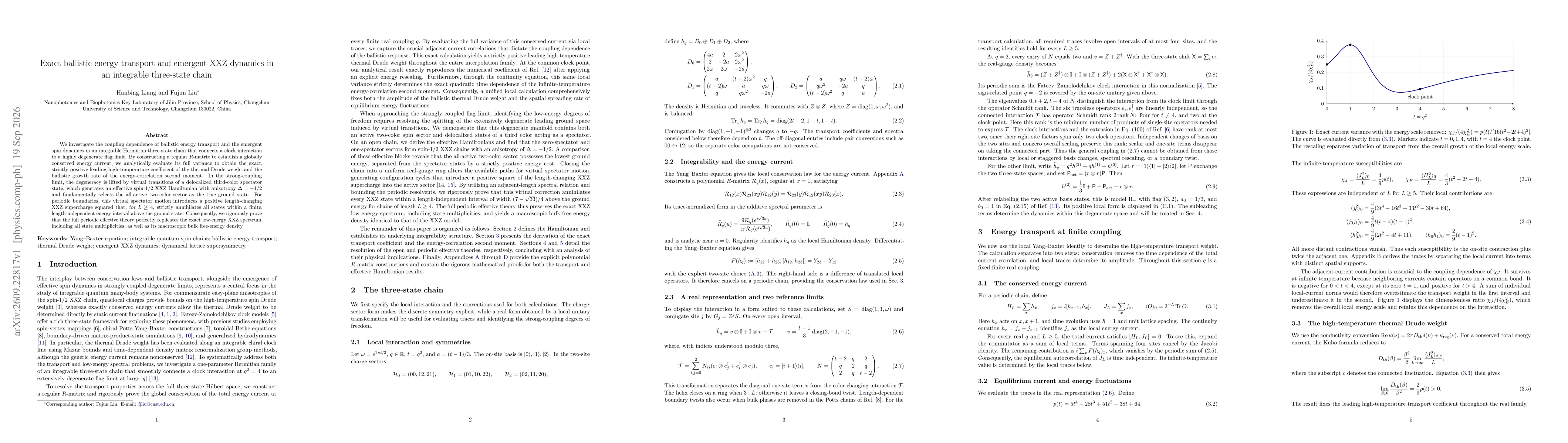 Thumbnail for Exact ballistic energy transport and emergent XXZ dynamics in an integrable three-state chain
