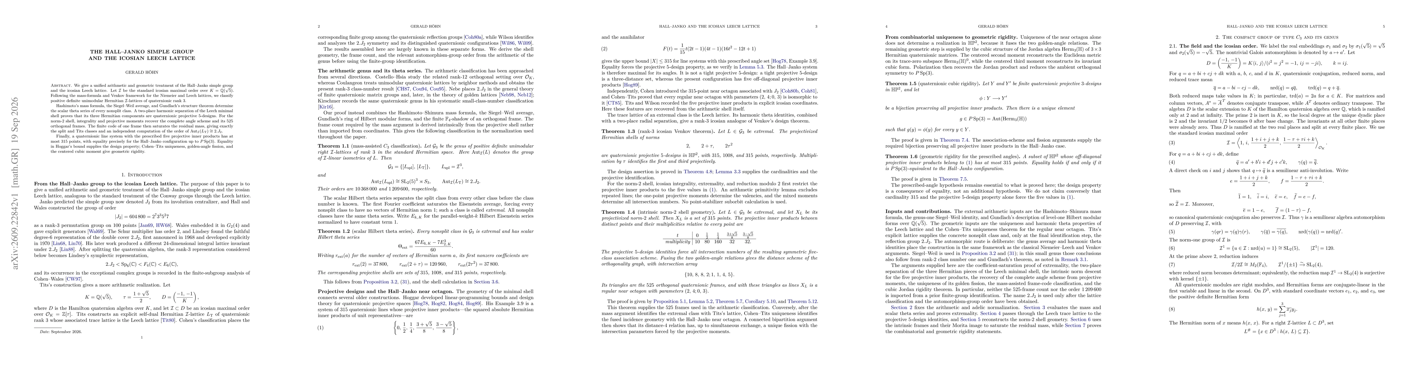 Thumbnail for The Hall-Janko Simple Group and the Icosian Leech Lattice
