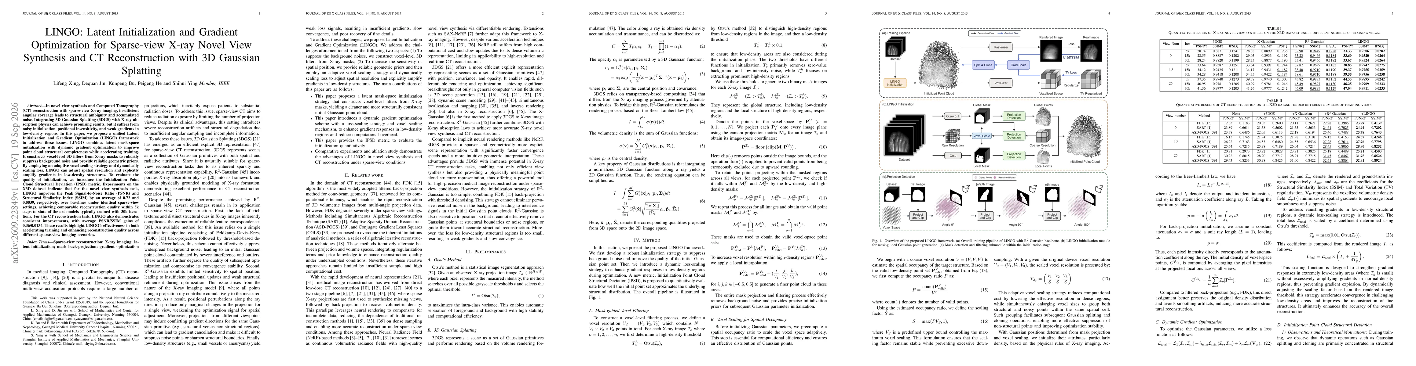 Thumbnail for LINGO: Latent Initialization and Gradient Optimization for Sparse-view X-ray Novel View Synthesis and CT Reconstruction with 3D Gaussian Splatting