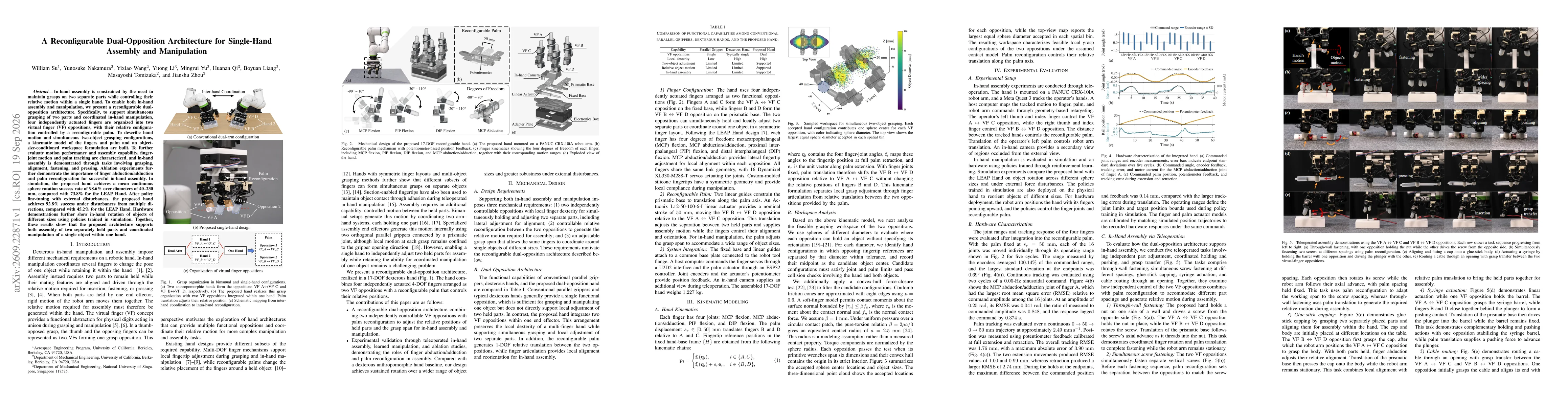 Thumbnail for A Reconfigurable Dual-Opposition Architecture for Single-Hand Assembly and Manipulation