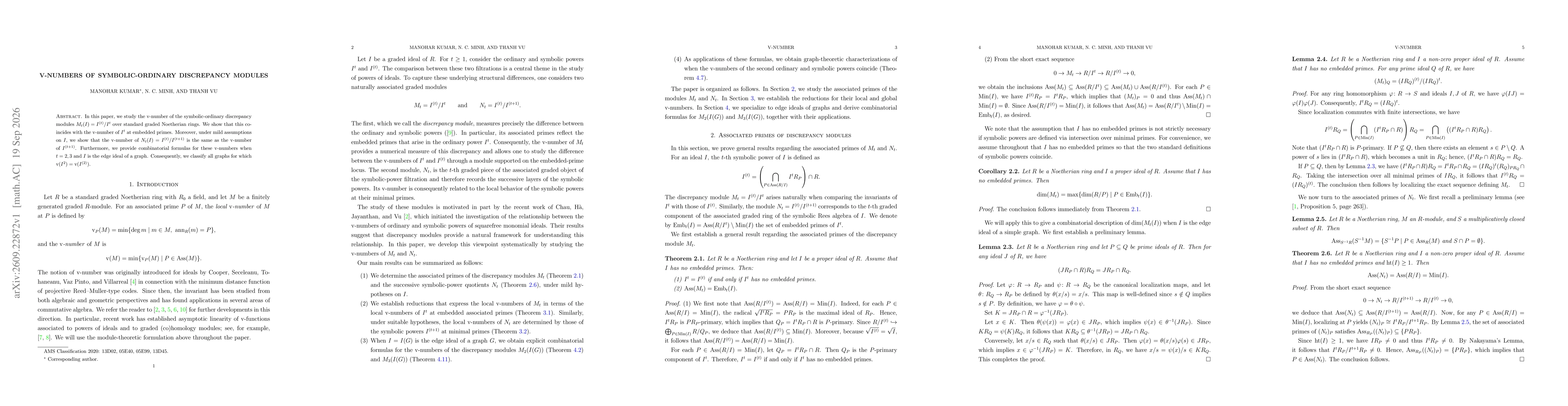 Thumbnail for v-numbers of symbolic-ordinary discrepancy modules