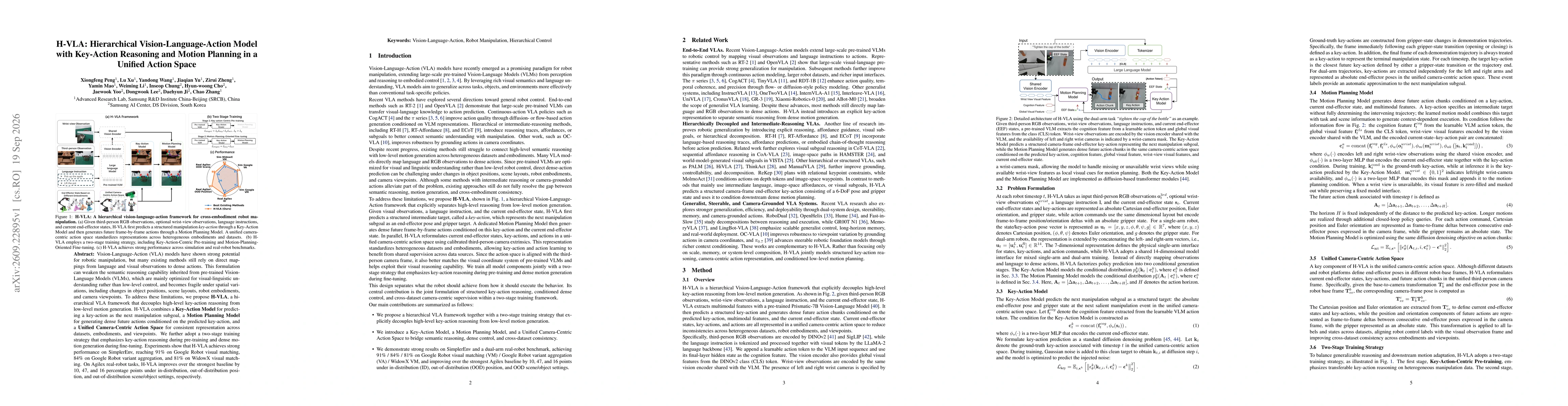 Thumbnail for H-VLA: Hierarchical Vision-Language-Action Model with Key-Action Reasoning and Motion Planning in a Unified Action Space