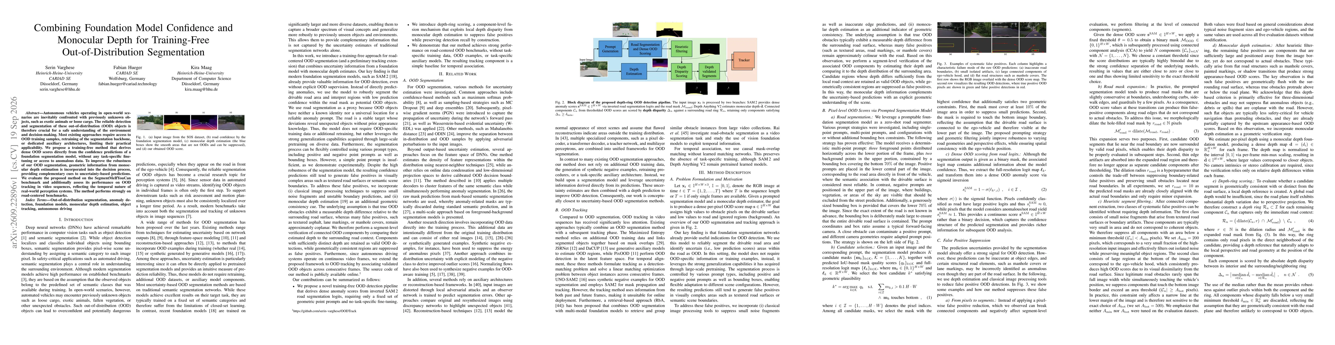 Thumbnail for Combining Foundation Model Confidence and Monocular Depth for Training-Free Out-of-Distribution Segmentation