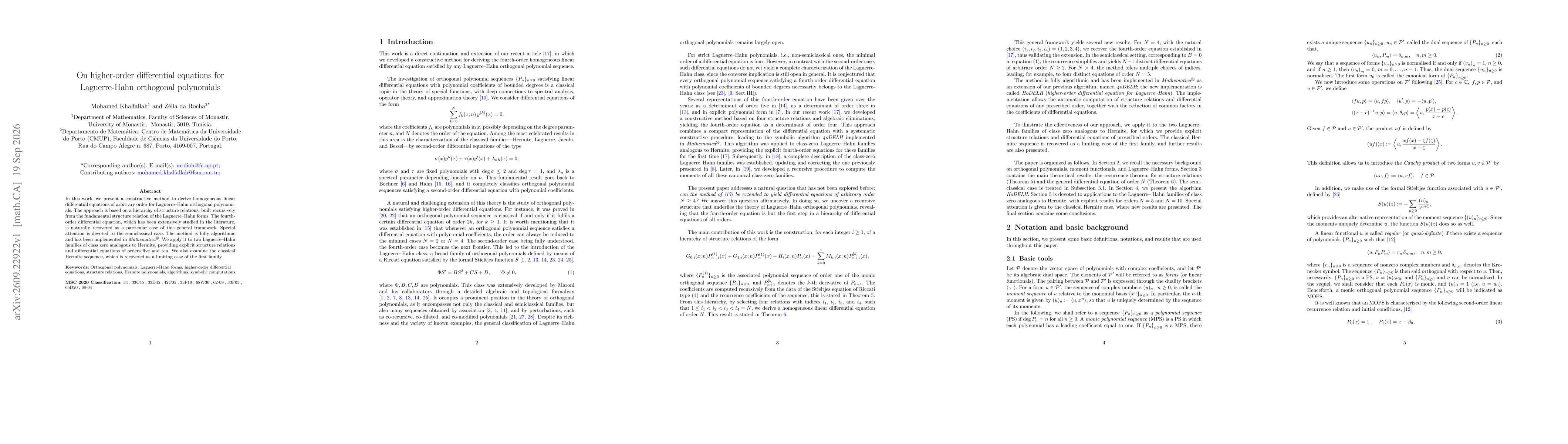 Thumbnail for On higher-order differential equations for Laguerre-Hahn orthogonal polynomials
