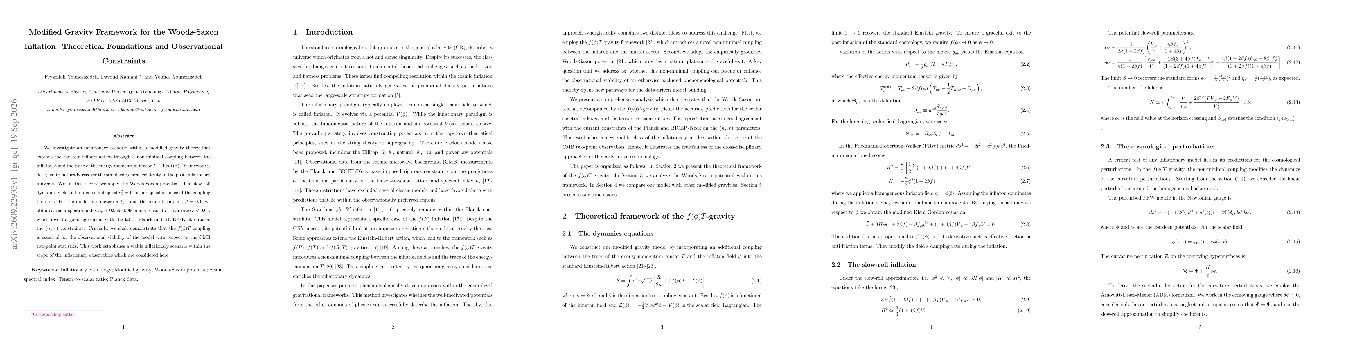 Thumbnail for Modified Gravity Framework for the Woods-Saxon Inflation: Theoretical Foundations and Observational Constraints