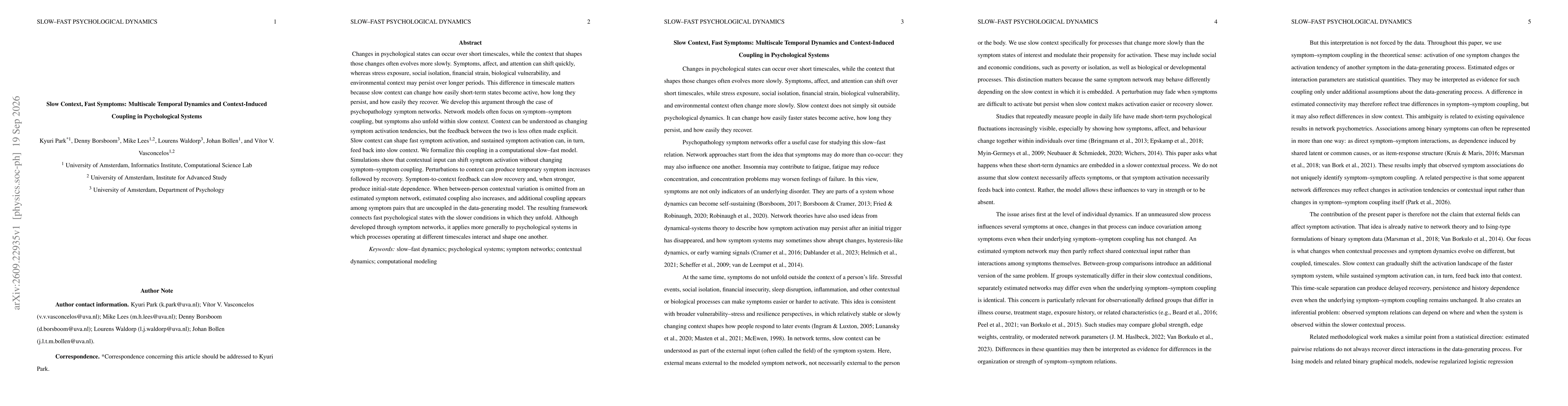 Thumbnail for Slow Context, Fast Symptoms: Multiscale Temporal Dynamics and Context-Induced Coupling in Psychological Systems