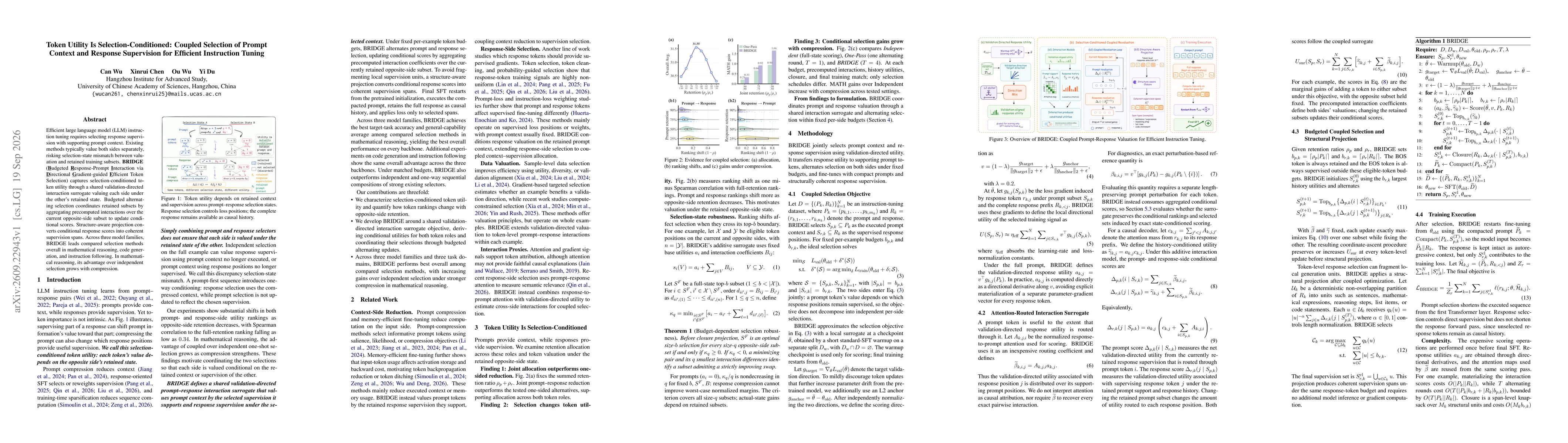 Thumbnail for Token Utility Is Selection-Conditioned: Coupled Selection of Prompt Context and Response Supervision for Efficient Instruction Tuning