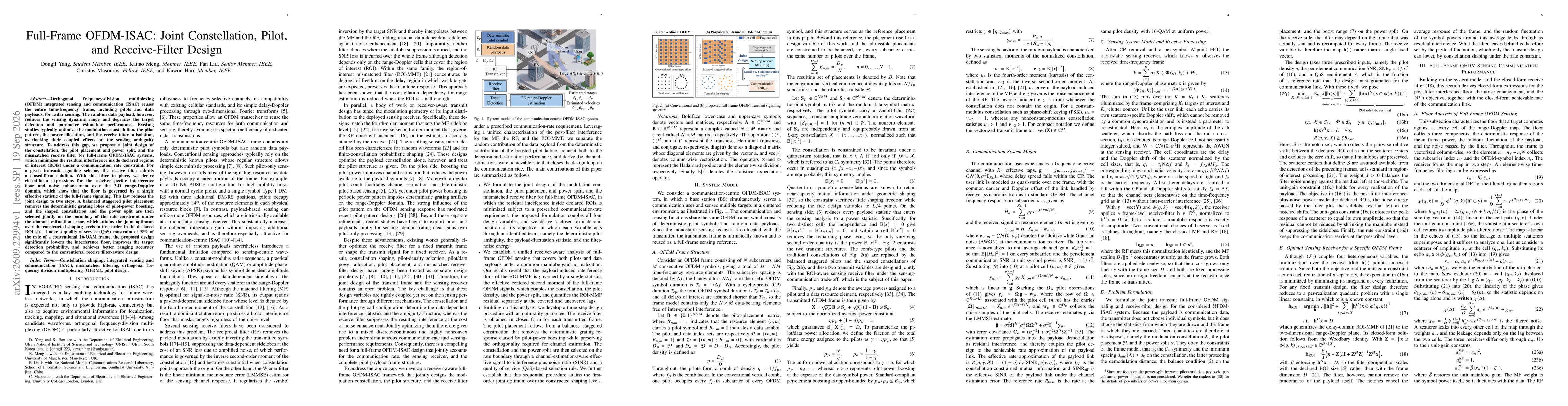 Thumbnail for Full-Frame OFDM-ISAC: Joint Constellation, Pilot, and Receive-Filter Design
